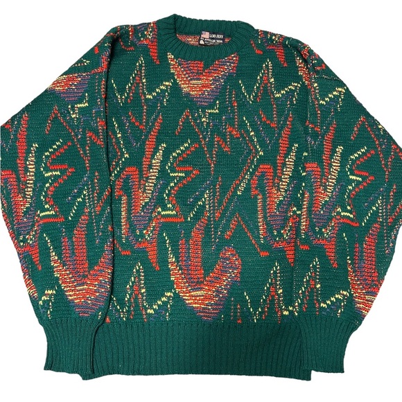 LORD JEFF Vintage Colorful Wool Crewneck Oversized Sweater - Picture 1 of 7